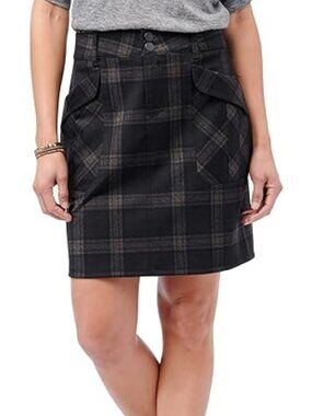 Democracy "Ab"Solution Plaid Skirt Black Gray 6 NWOT